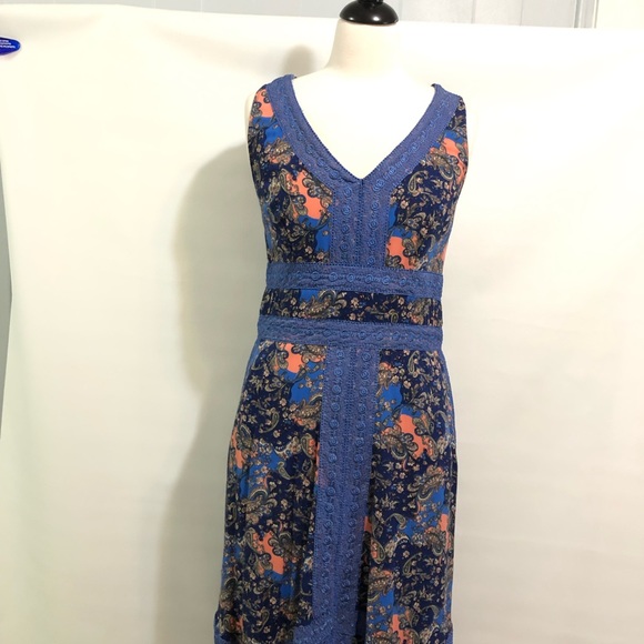 eShakti dress EUC  m/s blue, peasant boho style - Picture 4 of 15